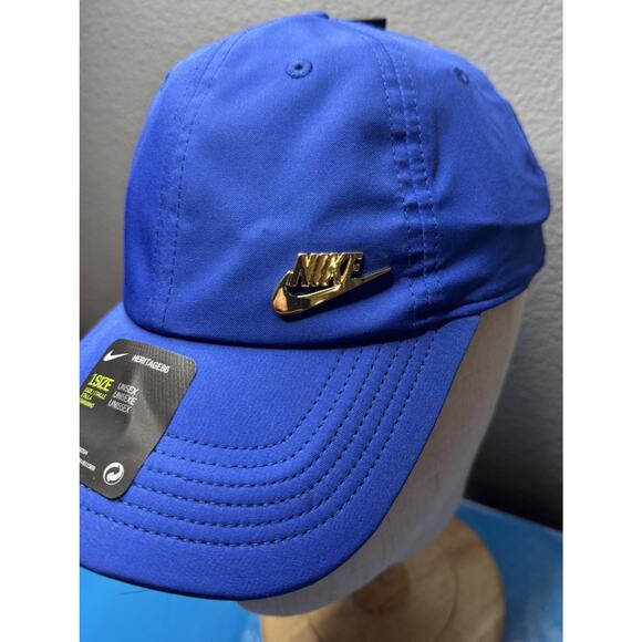 Nike Heritage 86 Metal Futura Logo Performance Adjustable Hat -Blue Gold Logo ￼ - Picture 2 of 8